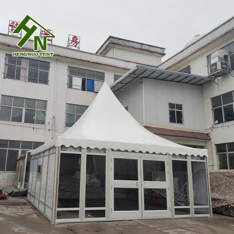 Large Outdoor Exhibition Trade Show Wedding Manufacturer Business Gazebo Outdoor Waterproof  Pagoda Tent With Clear Glass Wall