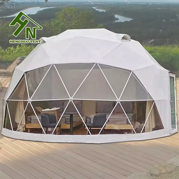 6M Luxury Roof PVC Heated Eco Prefab White Geodesic Dome Hotel Resort Village Glamping House Desert Round Dome Tent For Camping