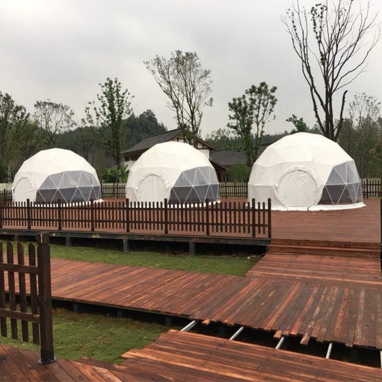 Custom Outdoor Galvanized Steel Frame Geodesic Luxury Glamping Dome Tent for Camping Resorts