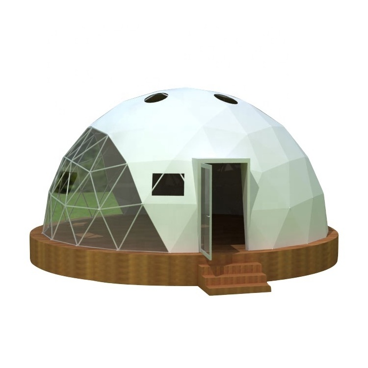 Custom Outdoor Galvanized Steel Frame Geodesic Luxury Glamping Dome Tent for Camping Resorts