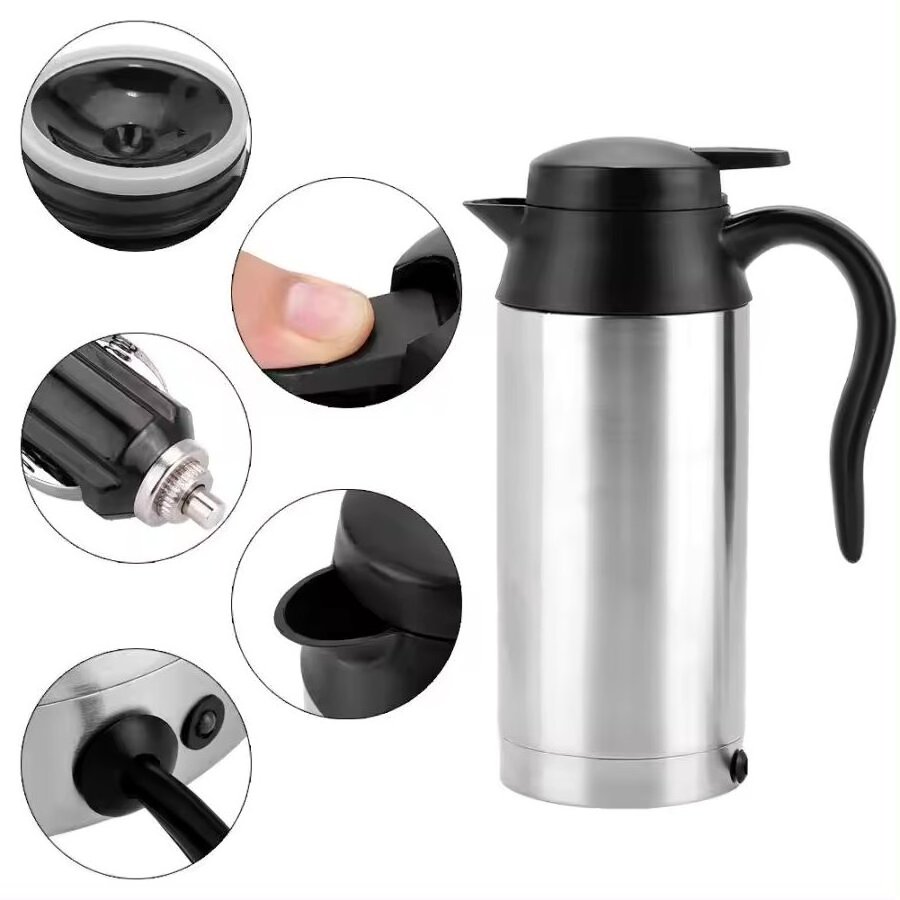 800ML 12v/24v Car Electric Kettle For Car Portable Travel Car Mounted Heating Water Kettle