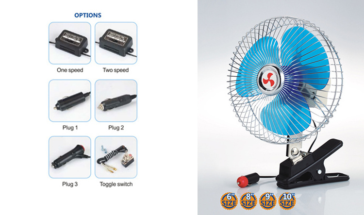 Portable mini auto rv ventilation cooler 12v 24v dc clip on car air cooling window fans electric oscillating car fan