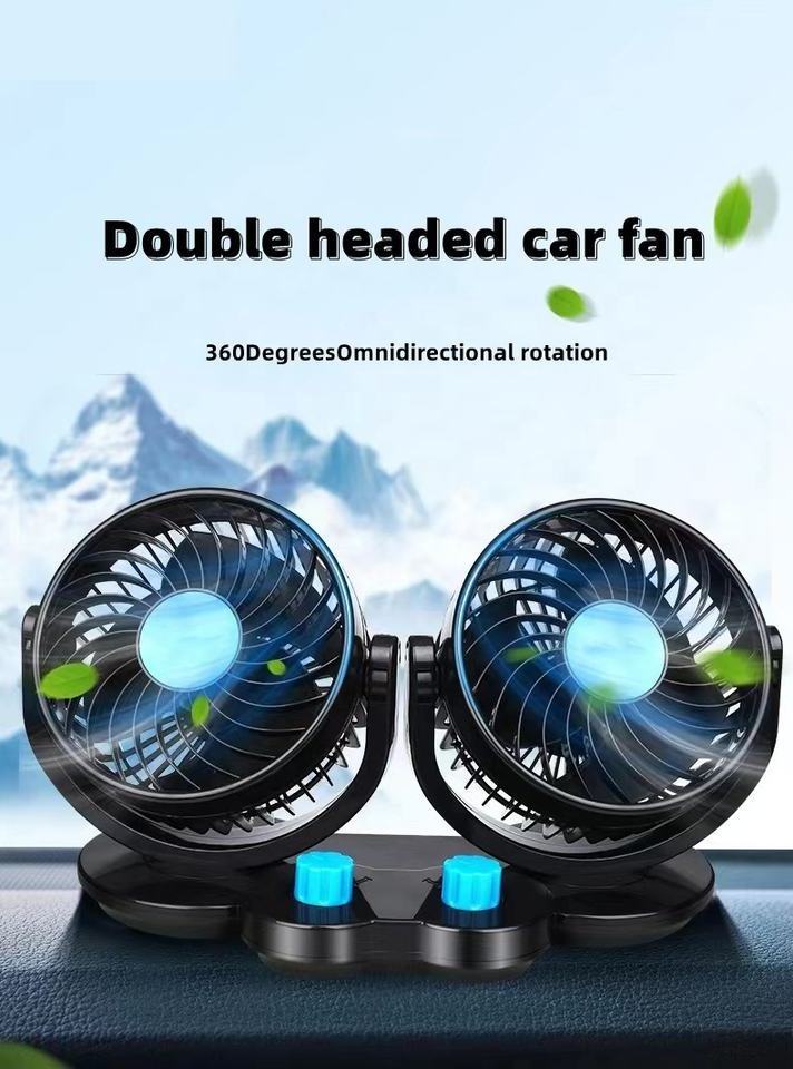 Universal Auto Radiator Twin Heads Car Fan 12v 24v Truck Vehicle Fan Double Head Car Cooling Fan