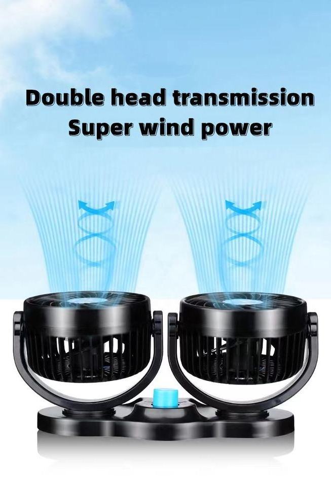 Universal Auto Radiator Twin Heads Car Fan 12v 24v Truck Vehicle Fan Double Head Car Cooling Fan