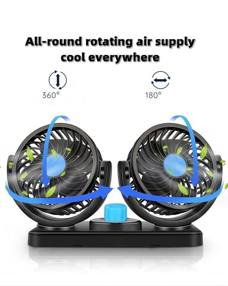 Universal Auto Radiator Twin Heads Car Fan 12v 24v Truck Vehicle Fan Double Head Car Cooling Fan