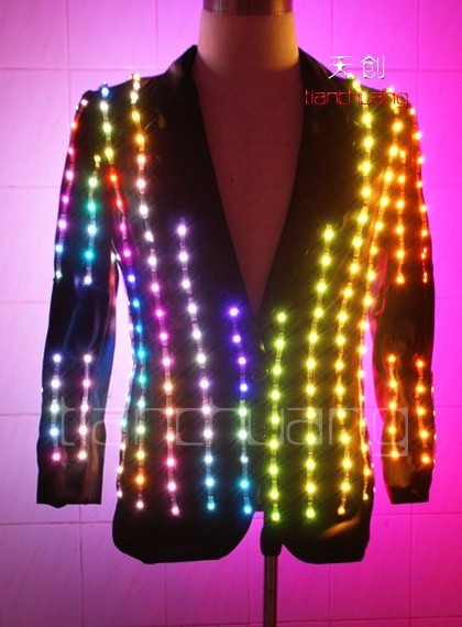 Fashion Men Light Up LED Light DJ Laser Jackets with Glove