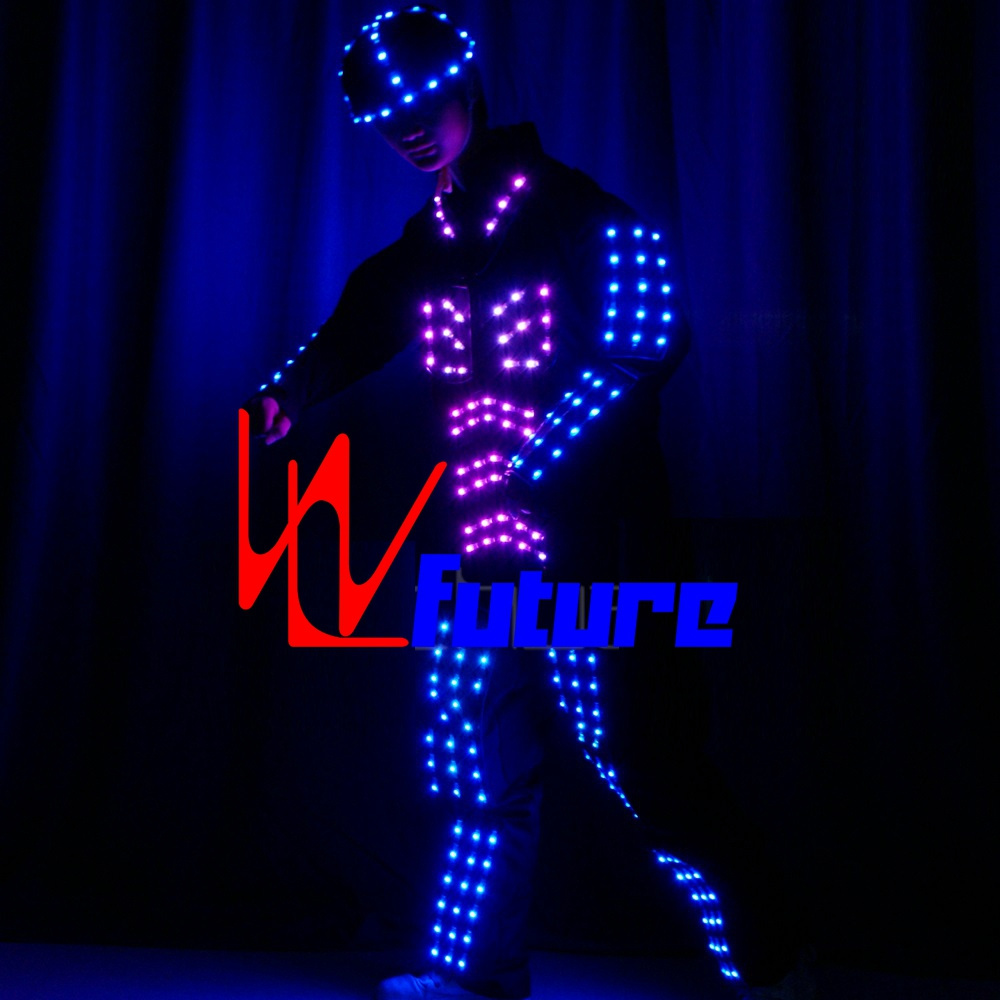 Programmable LED Robot Costume LED Tron Dance Costume glow in the dark dresses Futuristic Robot LED Costumes Rave Clothes