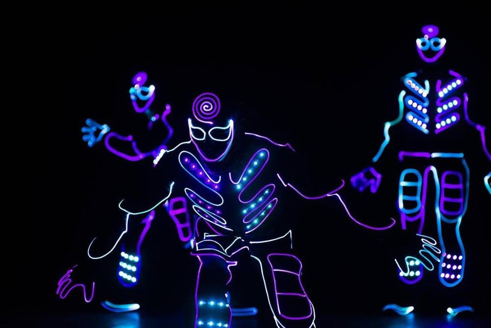 Superman 433 wireless control LED Light Up Tron Dance Costume,team led light tron dance costume