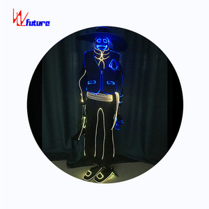 Fiber-optic glow fluorescent dance performance party Halloween clown one-piece costume