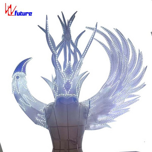 WL-DJ LED Light Amusement Park Headwear Dance Carnival Wings Show Costumes Lighting up Stage Performance Wear 1 Piece Adults