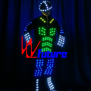 Programmable LED Robot Costume LED Tron Dance Costume glow in the dark dresses Futuristic Robot LED Costumes Rave Clothes