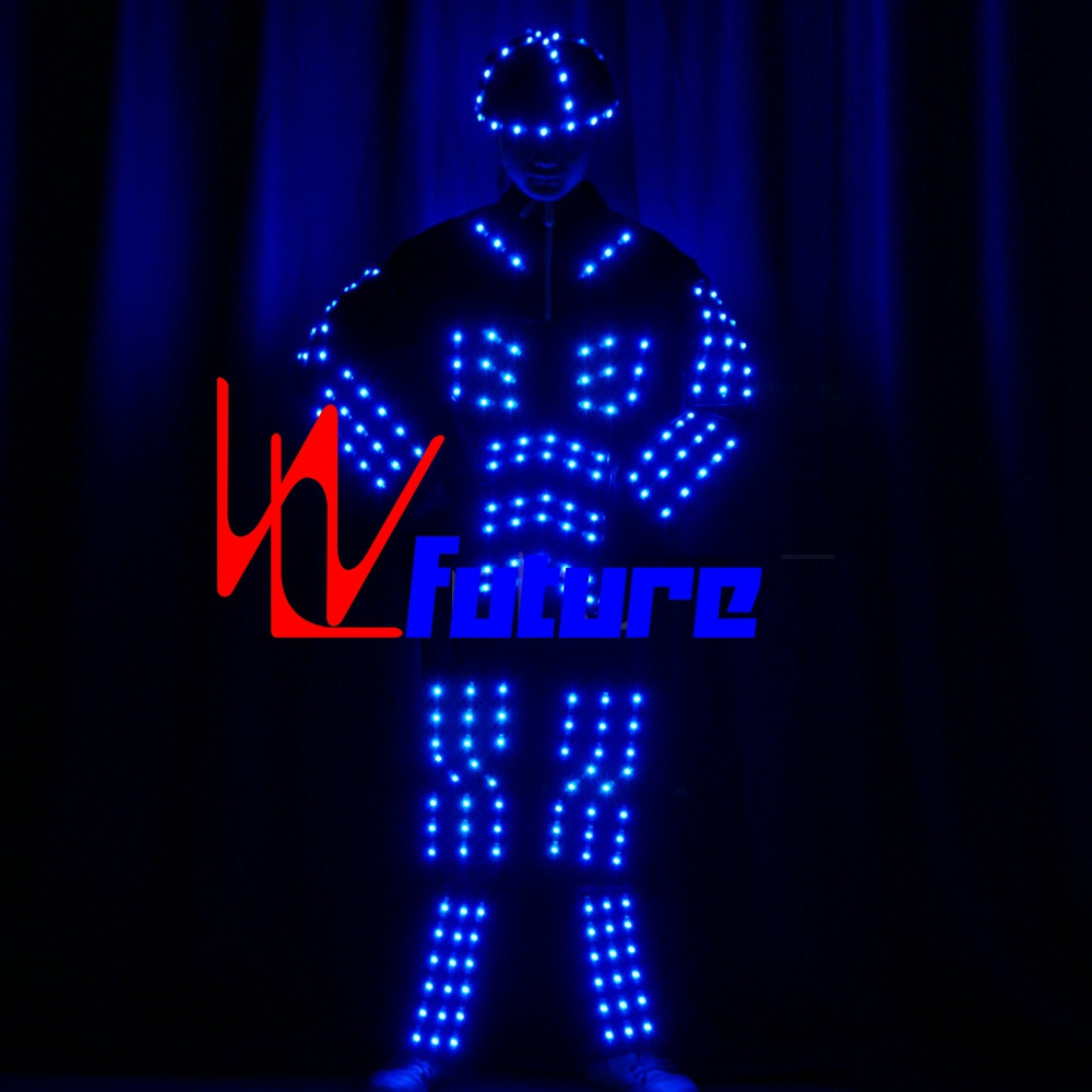 Programmable LED Robot Costume LED Tron Dance Costume glow in the dark dresses Futuristic Robot LED Costumes Rave Clothes