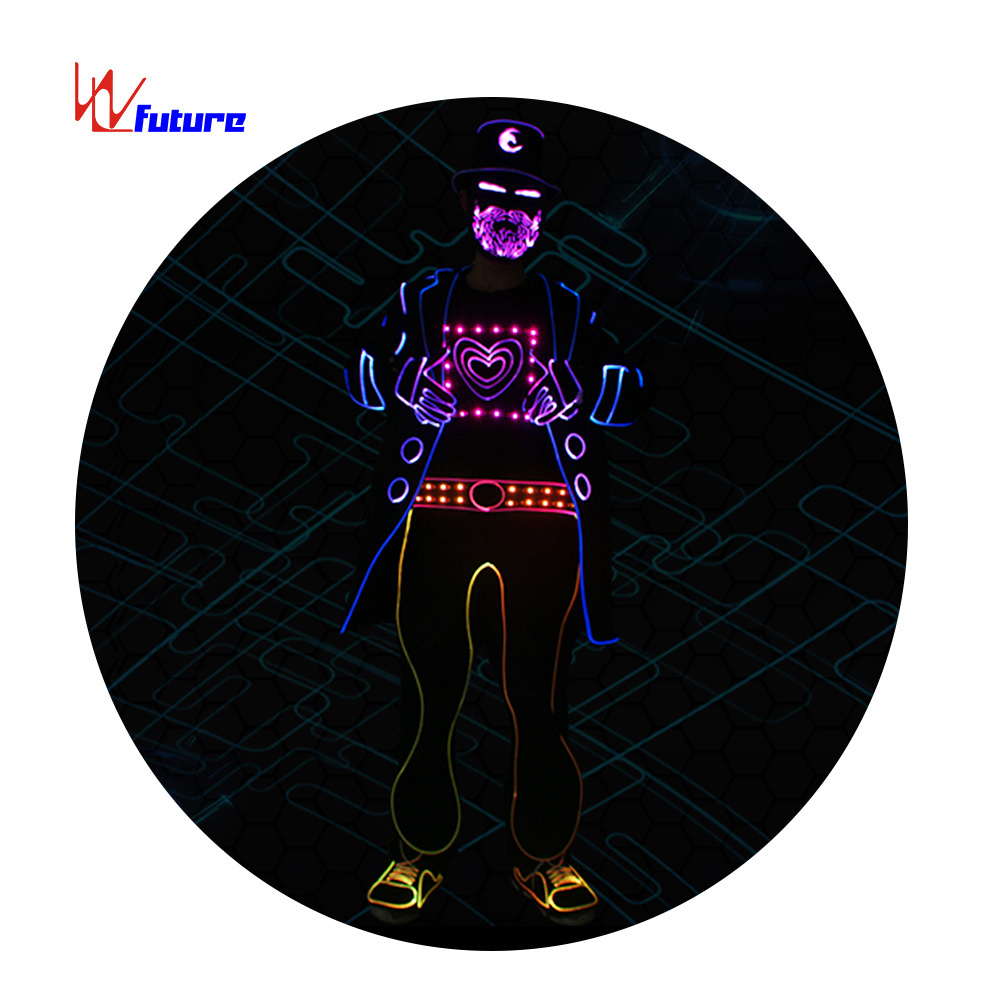 future Festival Glowing Luminous Fiber Optic Men LED Flashing Party Wear Rave Jacket