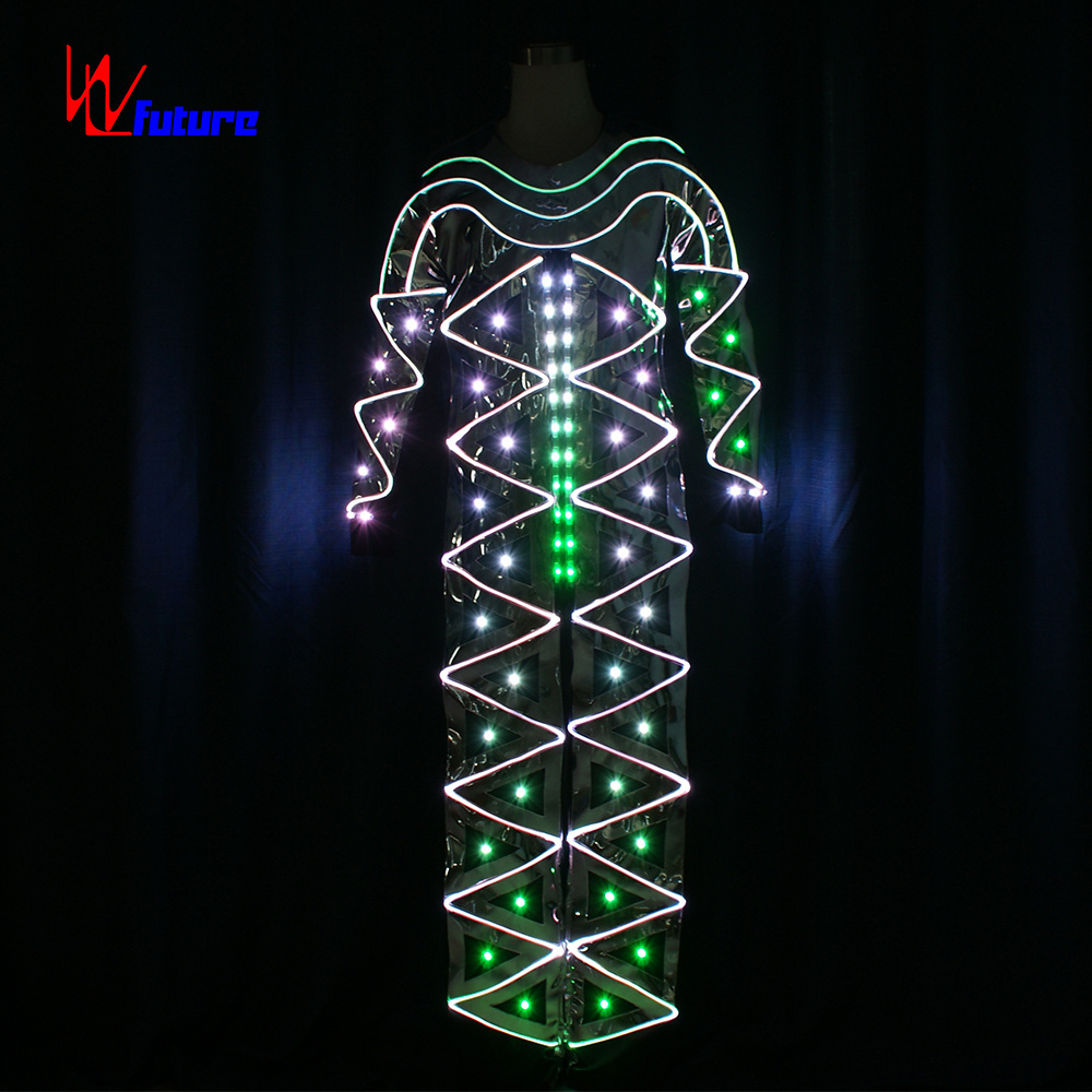 Mirror Man LED Dance Costume with , Cool LED Dance Costume New 1 Piece Performance Walkers for Adults Fiber Optic Led Costume