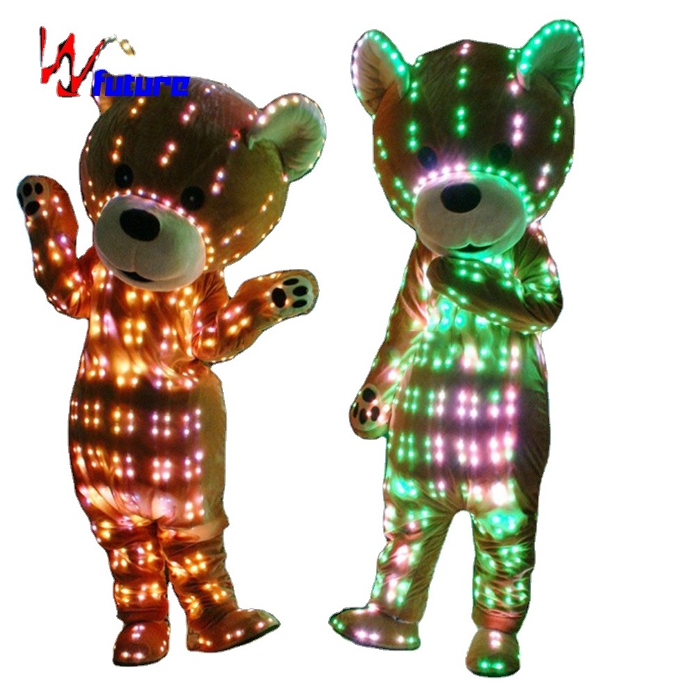 Future Christmas Funny Cute Cosplay Giant Led Inflatable Teddy Bear Mascot Costume Customized Dancerwaer Adult for Sale Animal