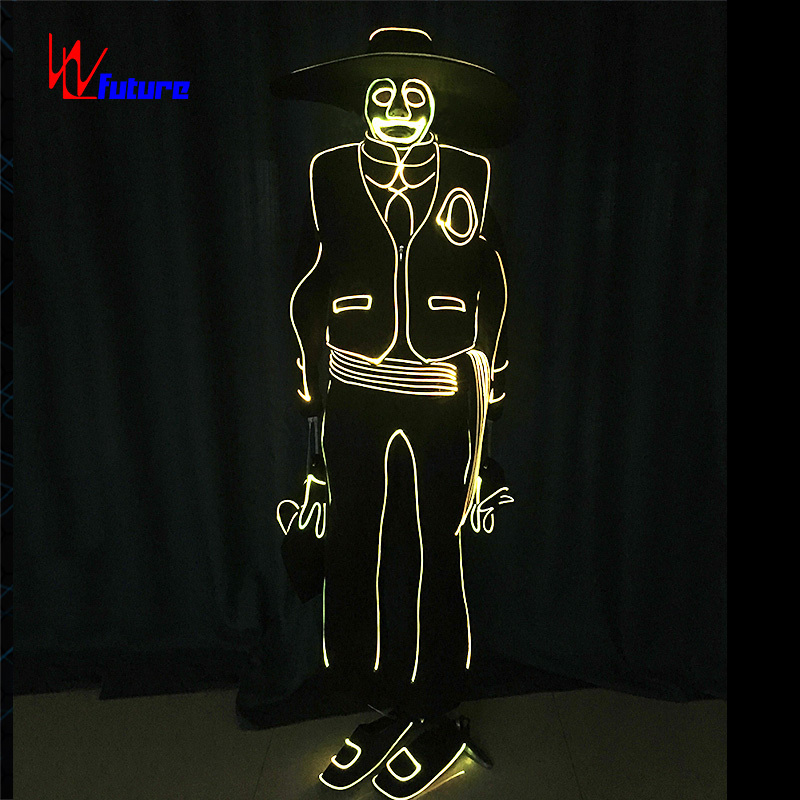 Fiber-optic glow fluorescent dance performance party Halloween clown one-piece costume