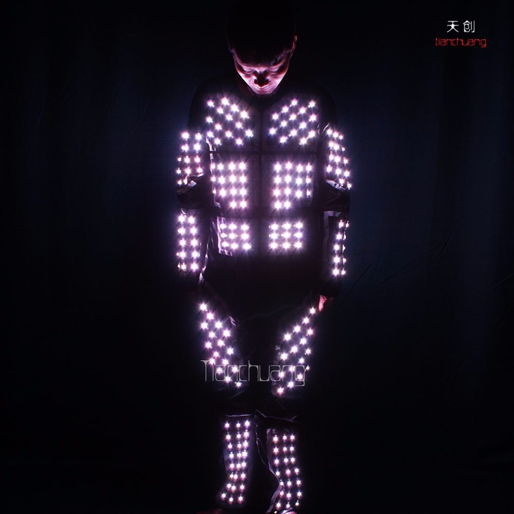 Wireless DMX512 LED Dance Costume, RF Remote Control LED Light Jacket, Programmable LED Jumpsuit