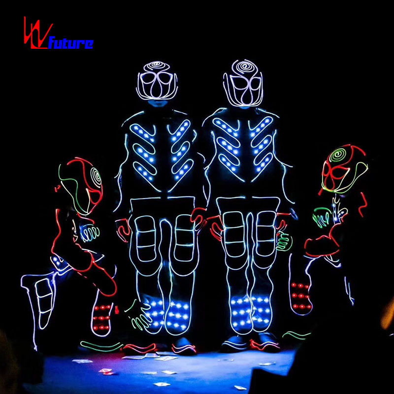 Superman 433 Wireless Control LED Light up Tron Dance Costume,team Led Light Black 1 Piece Adults Luminous Sets for Men