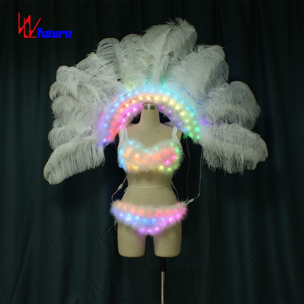 LED Light Brazil Carnival Dance Costumes LED Light Feather Wings backpack showgirl costume Performance Exotic Dancewear