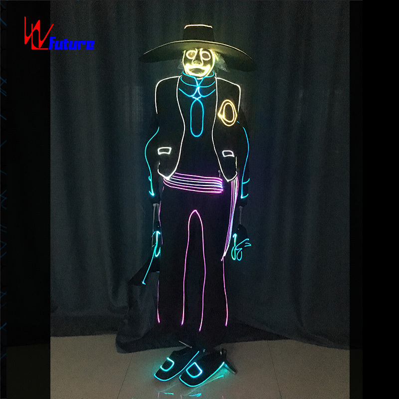 Fiber-optic glow fluorescent dance performance party Halloween clown one-piece costume