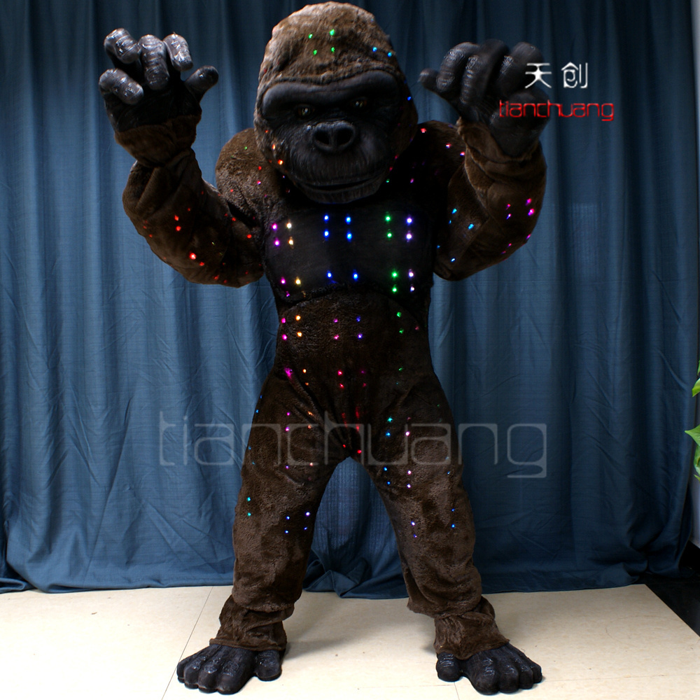 Light up Custom Led Mascot Costume Funny Cartoon Mascot Costumes Led Gorilla Customize Unisex Animal Colorful for Adults