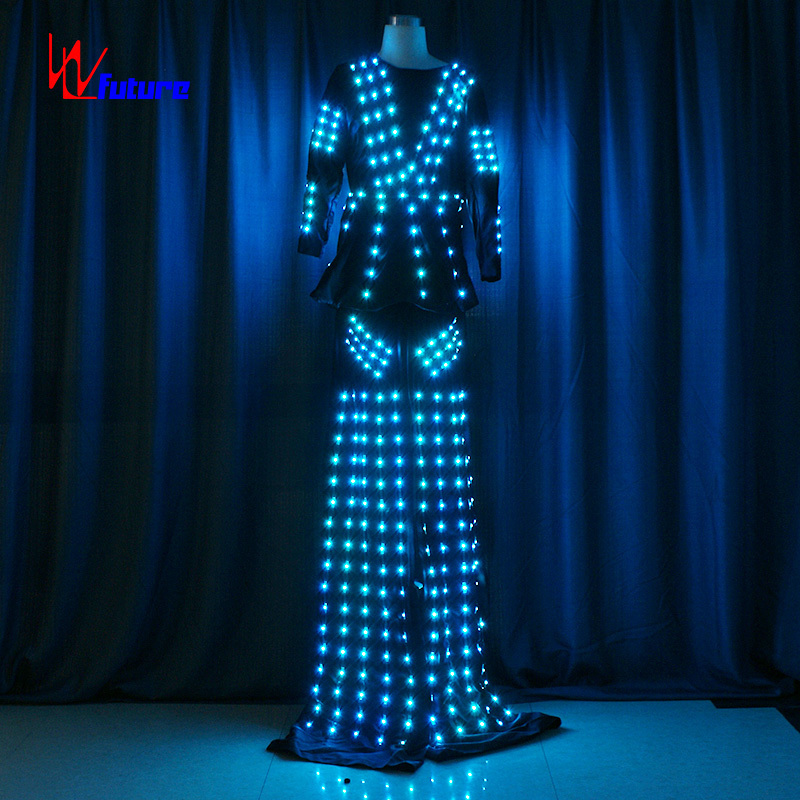 Future led robot costume pole dance wear rave clothing strips led lights Stilts and clowns play costumes