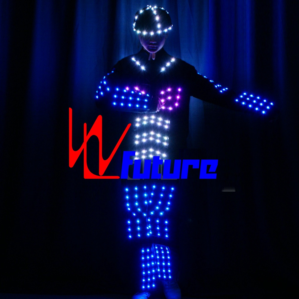 Programmable LED Robot Costume LED Tron Dance Costume glow in the dark dresses Futuristic Robot LED Costumes Rave Clothes