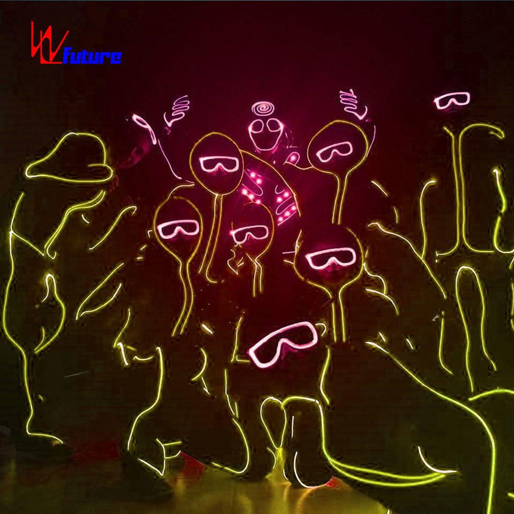 dmx fiber optic led glow stick man dance costume