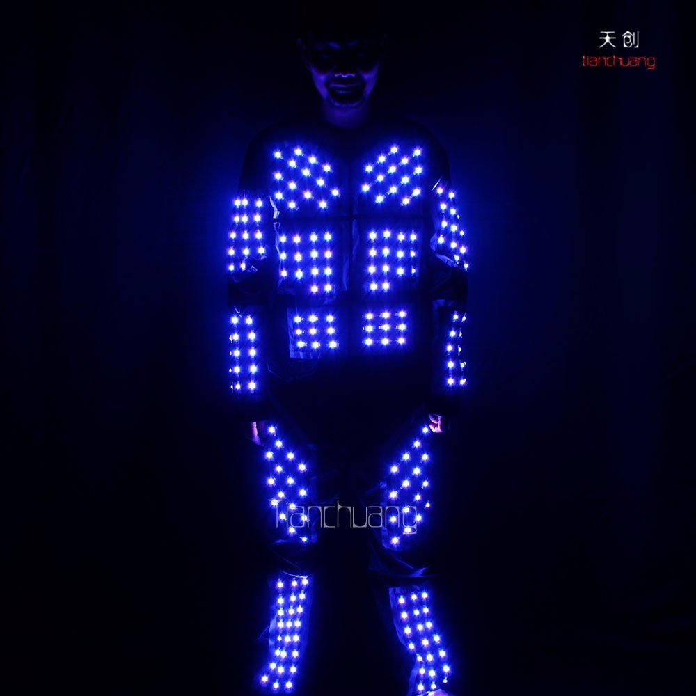 Wireless DMX512 LED Dance Costume, RF Remote Control LED Light Jacket, Programmable LED Jumpsuit