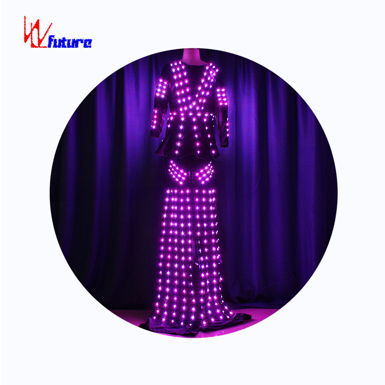 Future led robot costume pole dance wear rave clothing strips led lights Stilts and clowns play costumes