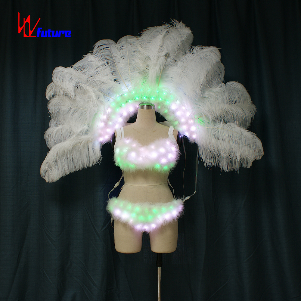 LED Light Brazil Carnival Dance Costumes LED Light Feather Wings backpack showgirl costume Performance Exotic Dancewear