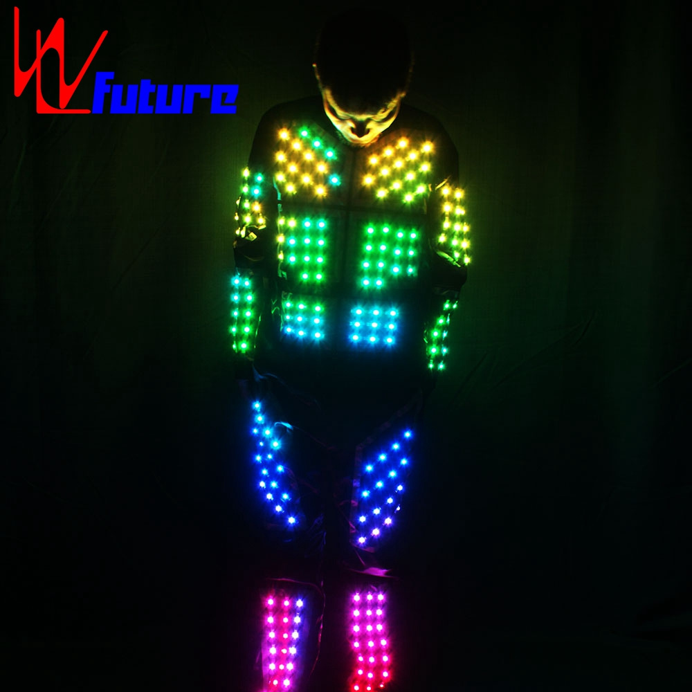 LED Robot Costume LED Tron Costume glow in the dark dresses performance wear Electronic Dance Music mens Clothes DJ costumes