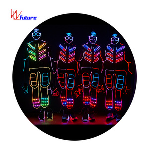 Superman 433 wireless control LED Light Up Tron Dance Costume,team led light tron dance costume