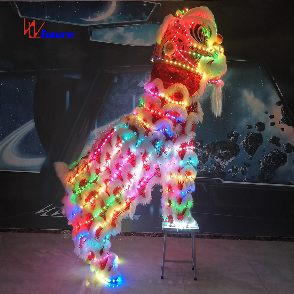 Future Chinese traditional folk LED lion dance costume,custom dragon clothing with LED lights