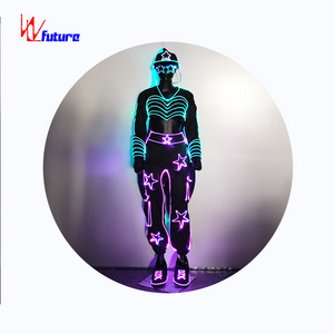 Fashion girl LED luminous tron dance costume hip hop dance clothing street dance clothes