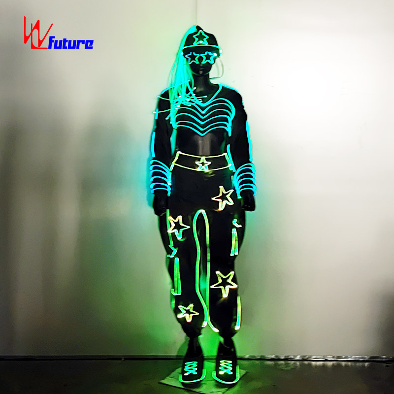 Fashion girl LED luminous tron dance costume hip hop dance clothing street dance clothes