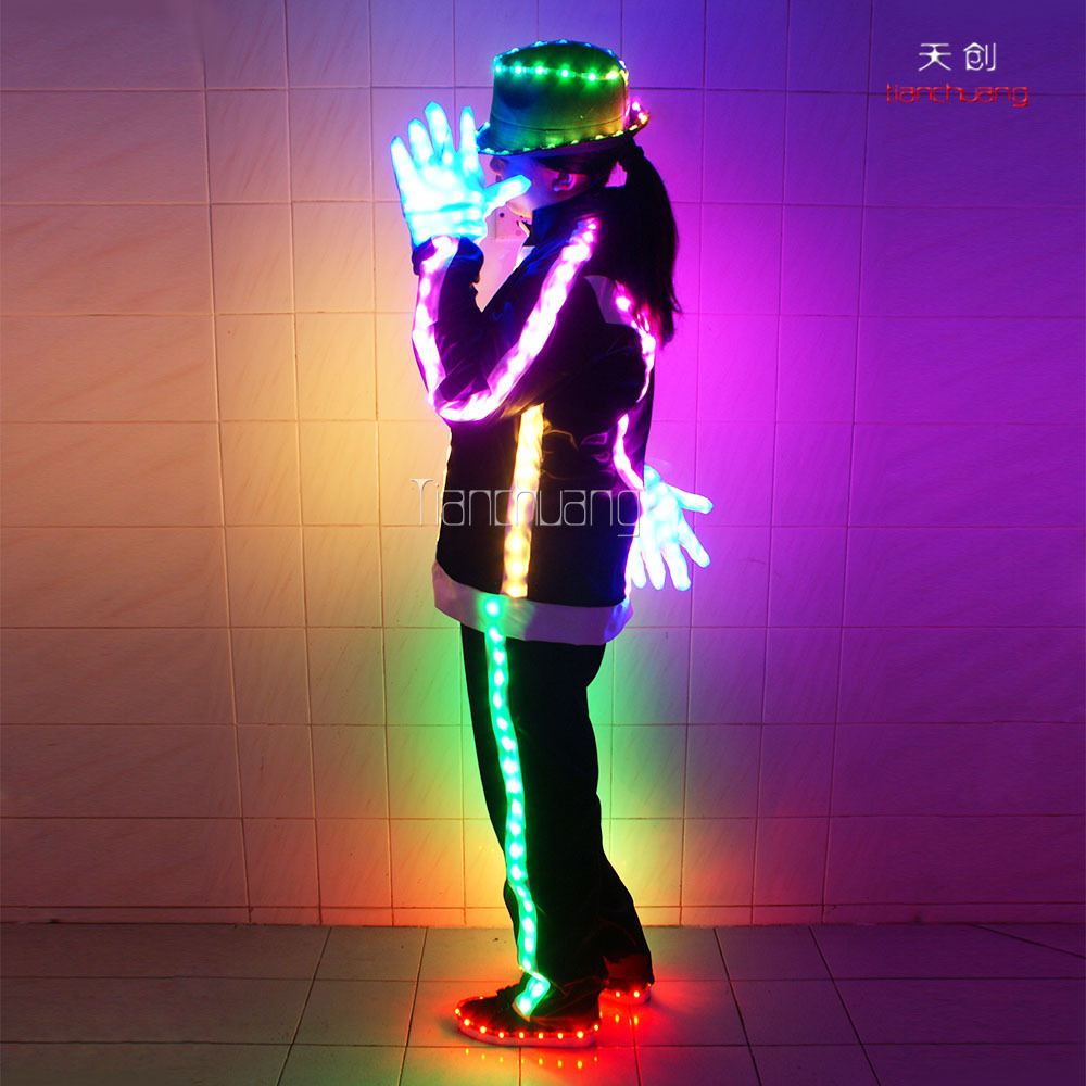 LED Light Jacket,Pants,Hats,Shoes LED light Jumpsuit el wire jumpsuit light costume