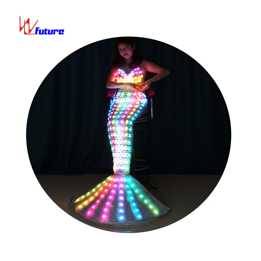 LED Lighting Mermaid Costume New Role Party Playing Costume Sexy Luminous Bra Customized Digital Print Unisex SKIRTS Spandex