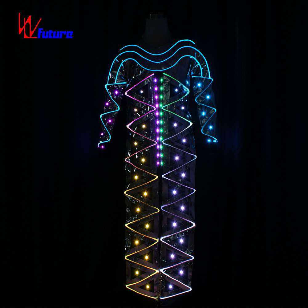 Mirror Man LED Dance Costume with , Cool LED Dance Costume New 1 Piece Performance Walkers for Adults Fiber Optic Led Costume