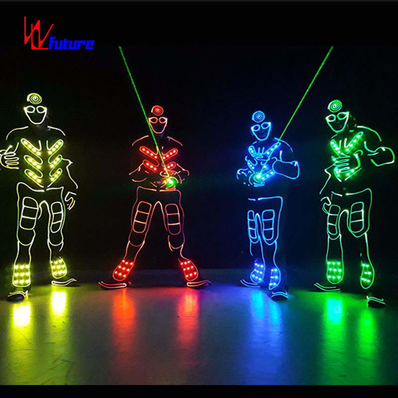 Superman 433 Wireless Control LED Light up Tron Dance Costume,team Led Light Black 1 Piece Adults Luminous Sets for Men