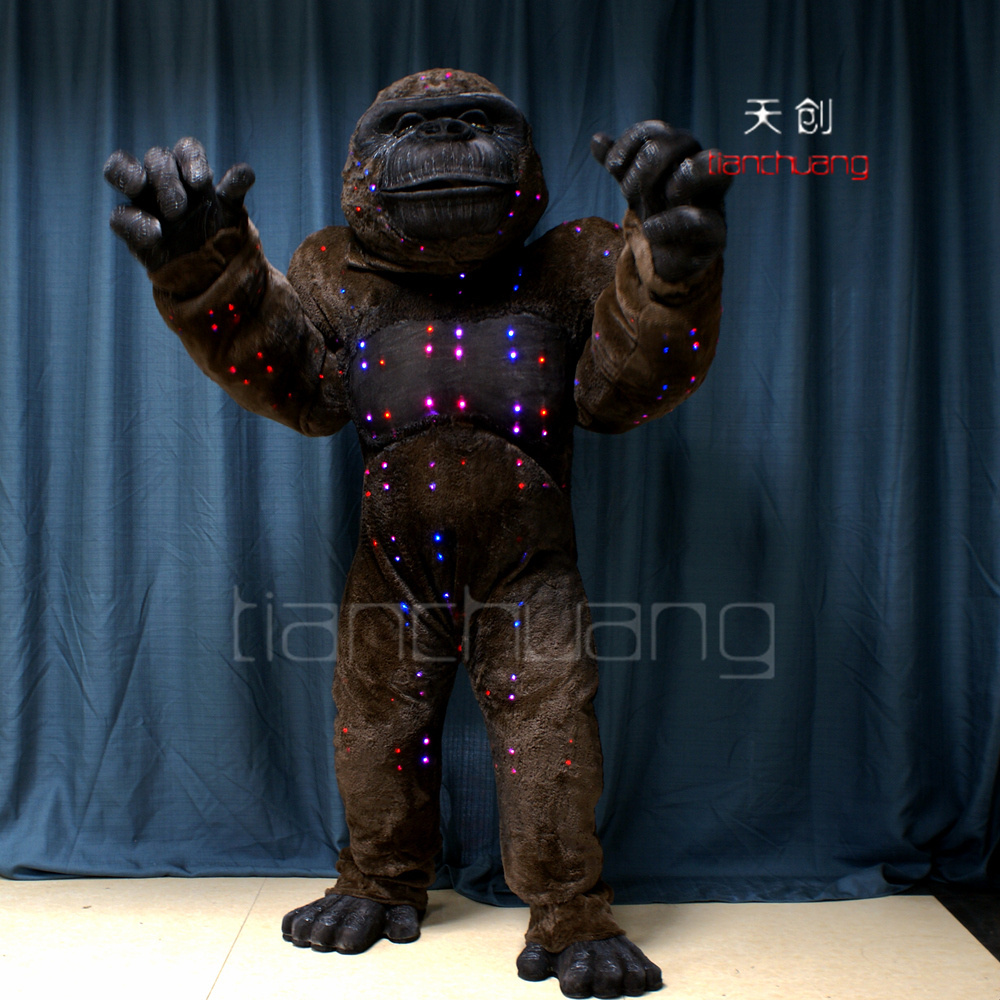 Light up Custom Led Mascot Costume Funny Cartoon Mascot Costumes Led Gorilla Customize Unisex Animal Colorful for Adults