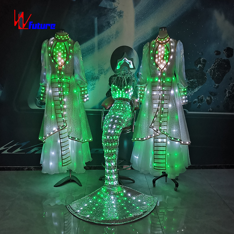 LED Lighting Mermaid Costume New Role Party Playing Costume Sexy Luminous Bra Customized Digital Print Unisex SKIRTS Spandex