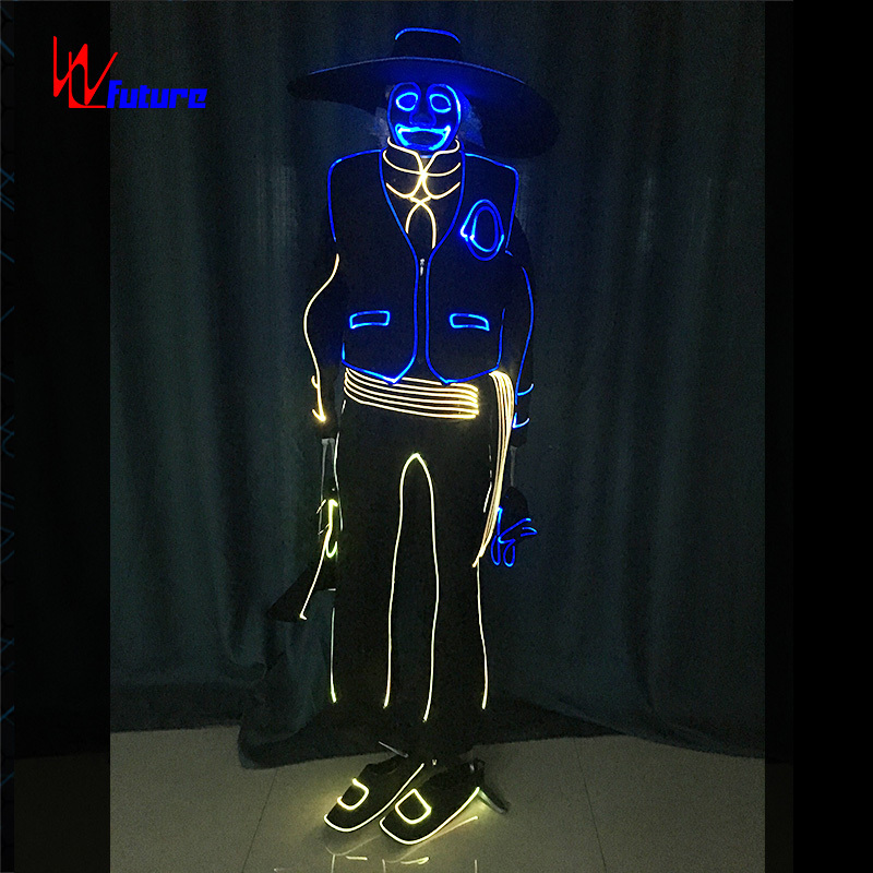 Fiber-optic glow fluorescent dance performance party Halloween clown one-piece costume