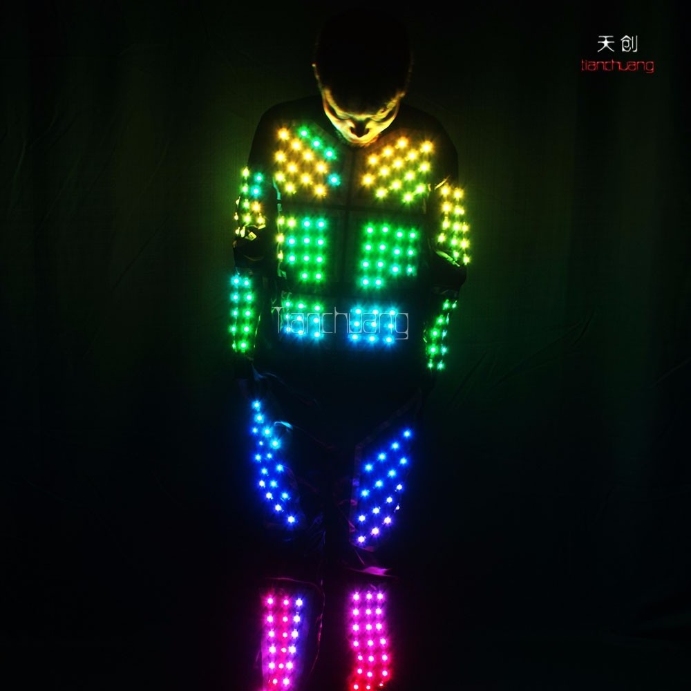 Wireless DMX512 LED Dance Costume, RF Remote Control LED Light Jacket, Programmable LED Jumpsuit