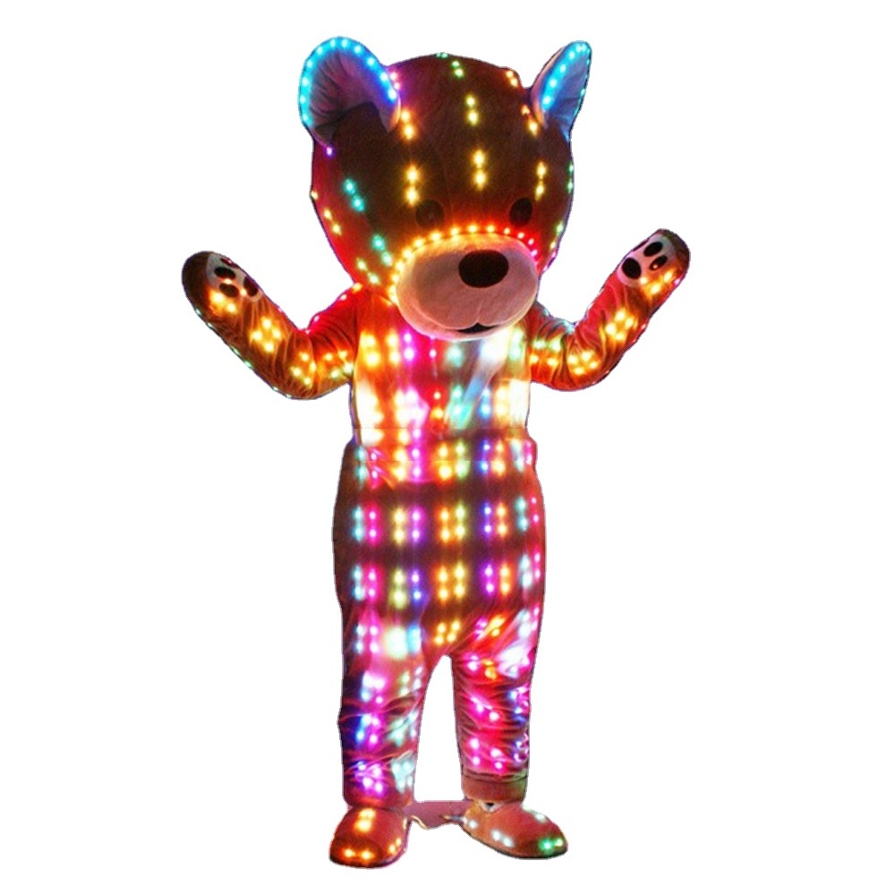 WL-0228 LED Light Christmas Cosplay Mascot Costume for Street Park Show Inflatable Teddy Bear Performawomenear Halloween Unisex