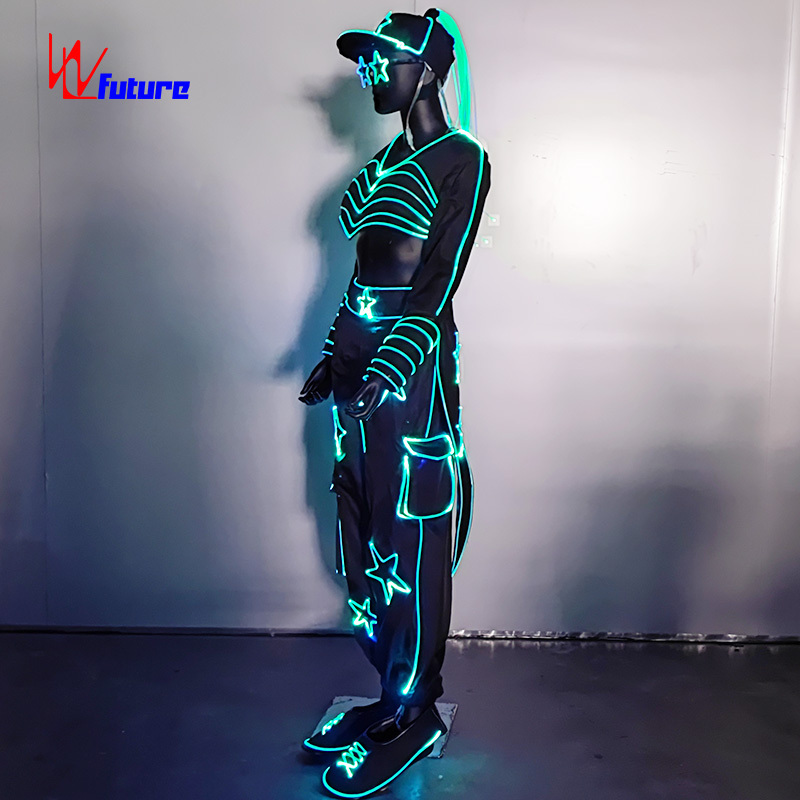 Fashion girl LED luminous tron dance costume hip hop dance clothing street dance clothes