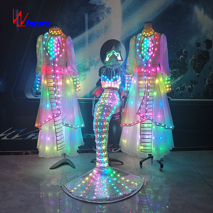 LED Lighting Mermaid Costume New Role Party Playing Costume Sexy Luminous Bra Customized Digital Print Unisex SKIRTS Spandex