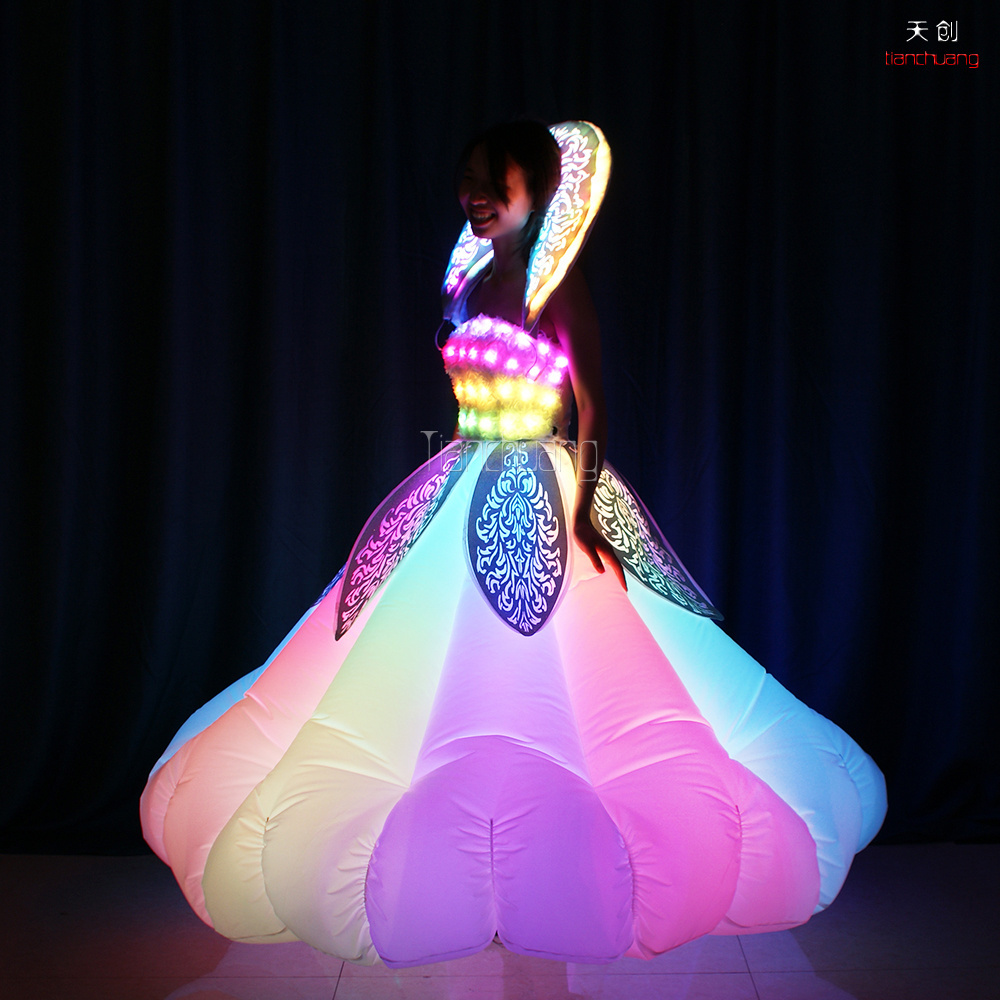 Custom LED inflatable dress for party, LED inflatable princess dress