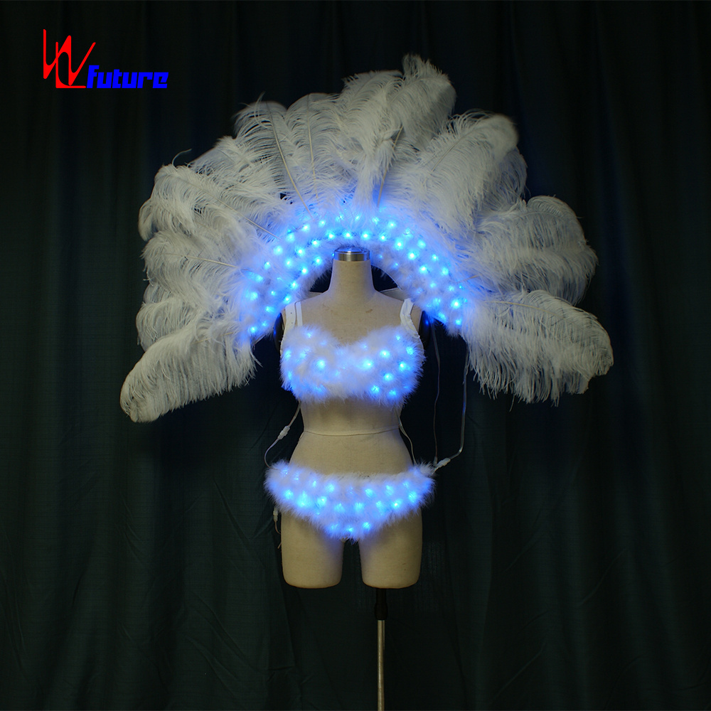 LED Light Brazil Carnival Dance Costumes LED Light Feather Wings backpack showgirl costume Performance Exotic Dancewear