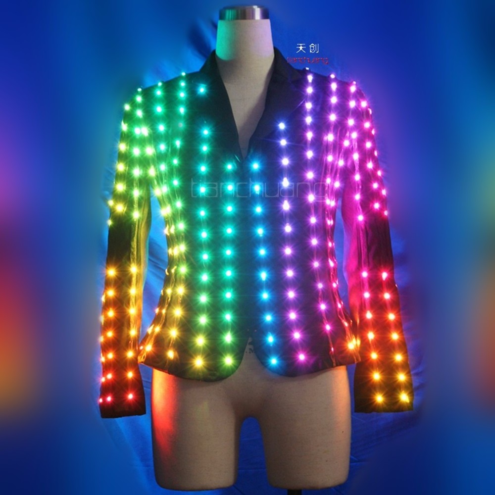 Fashion Men Light Up LED Light DJ Laser Jackets with Glove